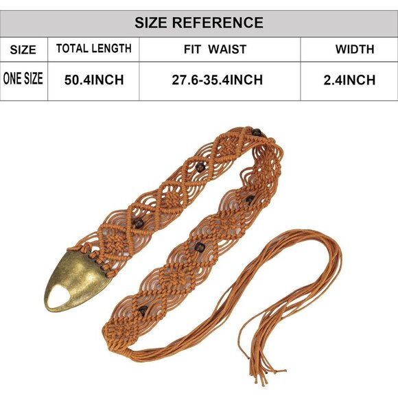 Women\'s Wax Rope Bohemian Style Braid Waist Belt for Dress Jeans main image 5